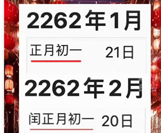 <strong>2262年有两个春节</strong>